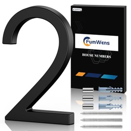 FumWens 6 Inch Floating House Numbers for Outside, Metal Address Numbers for Outdoor, Anti-Rust Modern House Numbers with Nail Kits for Front Door Garden Mailbox, Zinc Alloy Black, 911 Visibility Signage (Black 02)