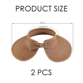 2 Pieces Of Women'S Sun Hat, Outdoor Sun Protection Supplies, Simple Straw Woven Hat, Foldable Beach Hat.