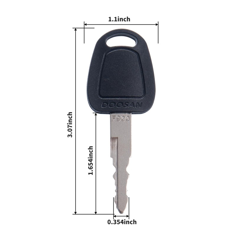 2PCS F900 lgnition Keys with Keychain Replacement for Daewoo Doosan