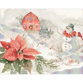 LANG "Poinsettia Village" Boxed Christmas Cards by Lisa Audit, 18 Cards with 19 Matching Envelopes, Linen-Embossed Paper Stock, Heartwarming Artwork (1004898)