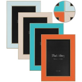VIOLABBEY 5x7 Picture Frames Set of 4, Colorful Photo Frame of Modern Style, High Definition Tempered Real Glass, Wall Mounted or Tabletop Display (Blue+light blue+orange+apricot) | VIOLABBEY