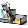 Mesh Desk Organiser Black Pencil Holder Tidy 3 Compartment Desktop