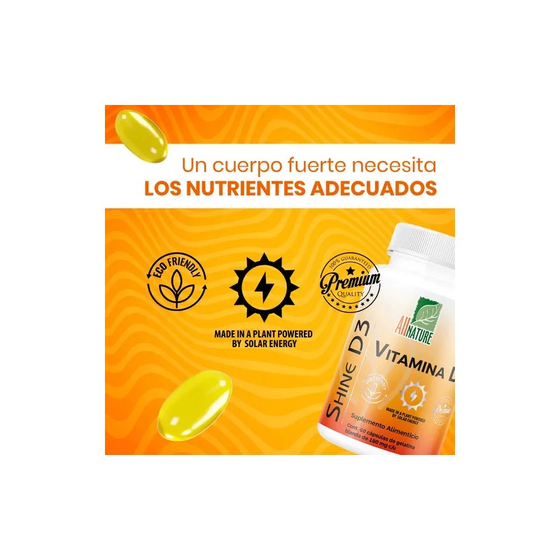 All Nature Vitamina D3 5000 Ui 60 Capsulas Sabor Sin