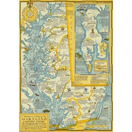 1957 Map of Maryland Eastern Shore | Chesapeake Bay Country | 1000 Piece Adult Jigsaw Puzzle | Maryland Puzzle