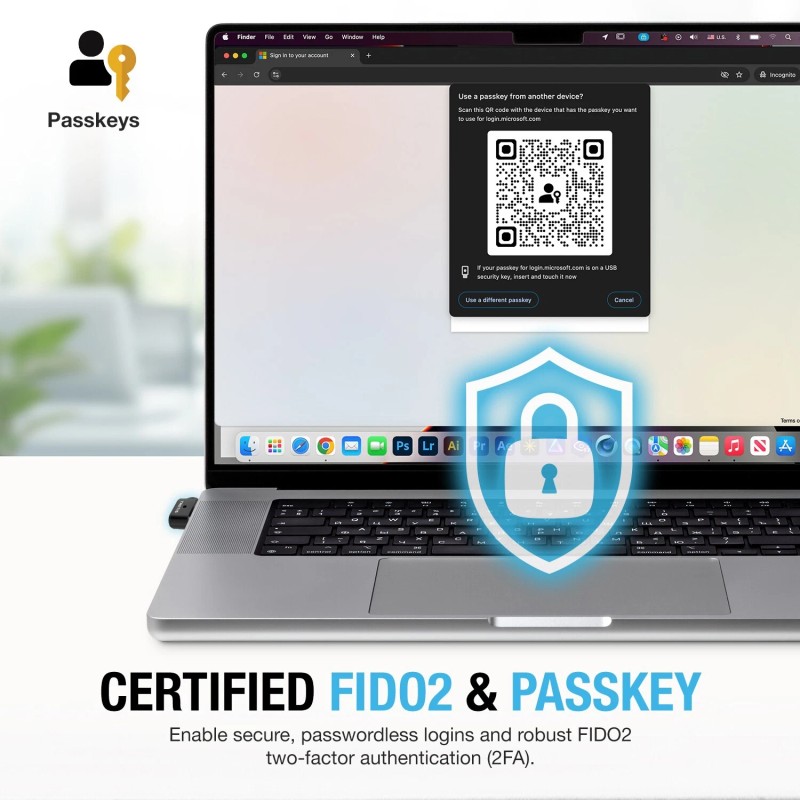 Thetis Nano-C FIDO2 Security Key Hardware Passkey Device with USB
