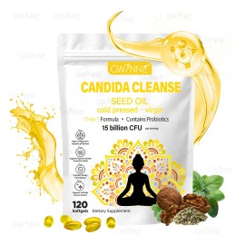 Gwynne Candida Cleanse Seed Oil 120 Cpsulas,hierbas Naturales Para La Desintoxicacin Intestinal Con 15 Billion Cfu,11-in-1 Formula Con Hoja De Organo 