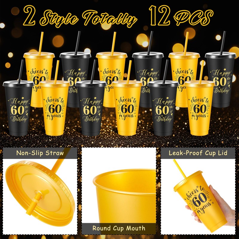 Uiifan 12 Pcs 30th 40th 50th 60th Birthday Cups Cheers