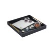 Extra Large Black Shagreen Leather Ottoman Tray with Gold Handles