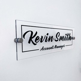 Placa de nombre personalizada para puerta con logotipo de negocio, placa de identificación person...
