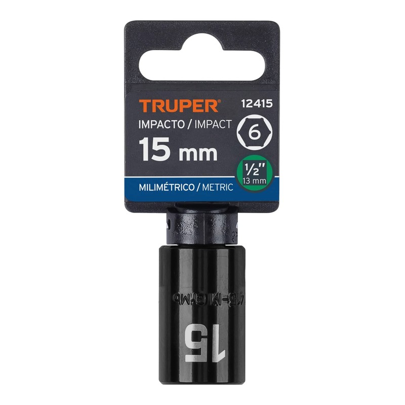 Truper D-7415-M, Dado de impacto 6 puntas mm, 15 mm,