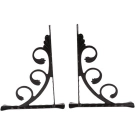 POFET 2 x 20 x 25 cm European Style L-Shaped Wall Shelf Brackets Hanging Brackets Design Shelf Brackets Shelf Angle Wall Bracket for Shelf Board, 90 Degree - Brackets Wall - Black