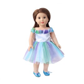 NIXNUT Doll Clothes Long Princess Dress with Colorful Mesh for American Girl Doll 18-inch