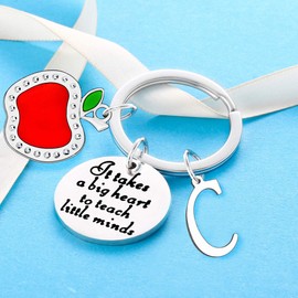 Nimteve Teacher Gifts for Women Initial Charm Initial Jewellery Initial Keyring Teacher Appreciation Gifts Thank You Gifts For Teachers Women (C)