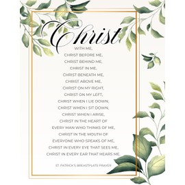 H+CO Inspired St Patrick's Breastplate Prayer Wall Art Decor Print, Christ with Me, Christ Before Me, Great Gift For Housewarming, Home, Irish Blessing or St Paticks Day, 8x10 inch