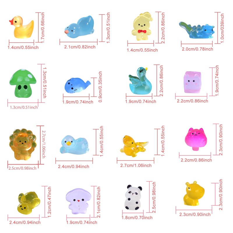 150 Pcs Mini Resin Animals Kit Accessories Variety Pack Glow