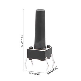 6x6x15mm Tactile Pressure Switch DC12V 50mA DIP Micro Momentary Tact Assortment Kit Micro Button Switch Engineering Plastic