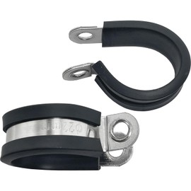 Lumonic 10 x 22 mm pipe clamps with rubber insert, stainless steel V2A, cable clamps for screwing, hose clamp 22 mm, pipe clamps, mounting clamp 2