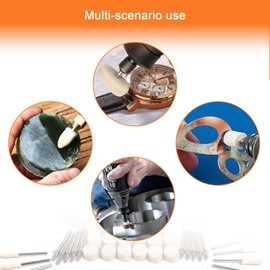 WEDAMOO 100 Pcs Felt Polishing Buffing Wheel Accessories for Dremel Polishing Kit, Wool Felt Polishing Wheel for Dremel Rotary Tool, with 1/8'' Shank for Metal Jewelry Polishing