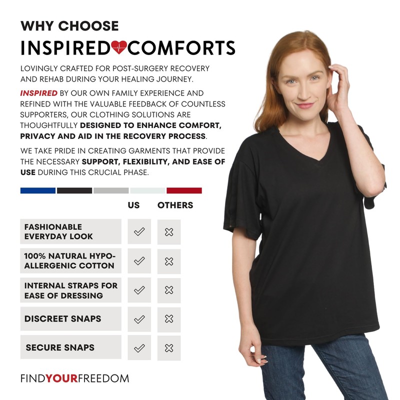 Post Surgery Shirt with Discreet Left & Right Side Snap