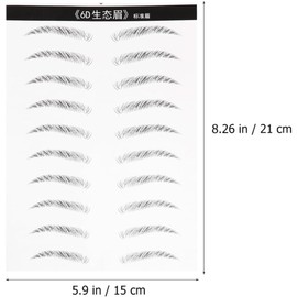 HOMSFOU 2 Hojas Pegatina para Cejas 6d Negra Resistente al Agua, Láminas Fibra Sintética y Film, Uso Sencillo, Forma Única, para Mujeres