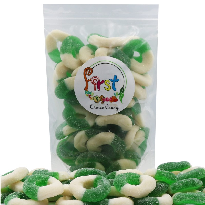 FirstChoiceCandy Gummy Rings Candy (Green Apple, 1 Pound (Pack of