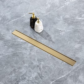 TREATLIFE HOME Efficient Water Drainage with 28" Linear Shower Drain, Stainless Steel Design, Sleek Gold Finish