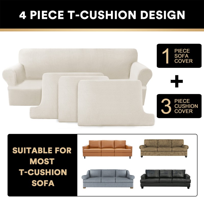 PrinceDeco T Cushion Sofa Slipcover 4 Pieces Sofa Covers for