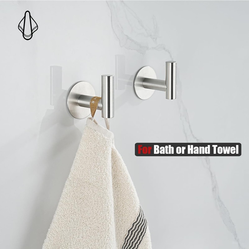 JQK Self Adhesive Towel Hook Brushed, No Drill Stick on