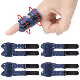 Wisesso Trigger Thumb Splints, Finger Splint for Broken/Straightening/Arthritis, Breathable Thumb Brace for Thumb/Middle/Ring/Index/Pinky Finger, Blue, Short, 4pcs