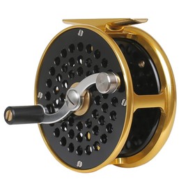 Vintage Classic Fly Fishing Reel,Right/Left Handle Position, Fly Reel (Black with Gold, 5/6 wt)
