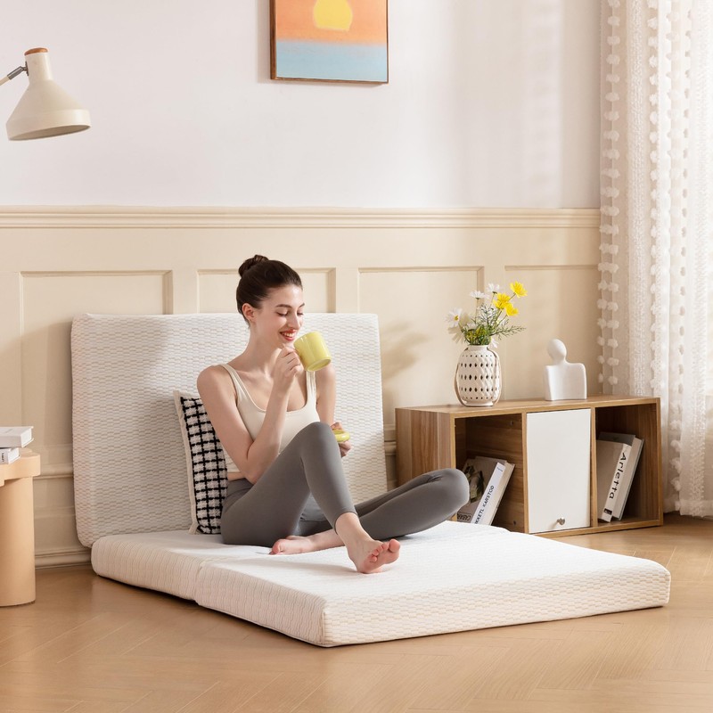 MLILY Folding Mattress, 4 inch Single Tri-fold Memory Foam Mattress,