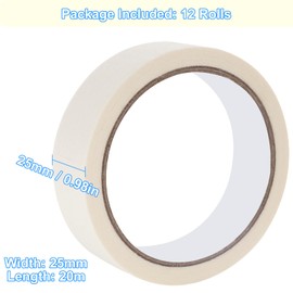 Abaigeal 25mm x 20m Premium Masking Tape for Painting, 12 Rolls White Masking Tape Painting Tape For Painters, Decorators Professional, DIY Use Painting Office Home Crafts & More