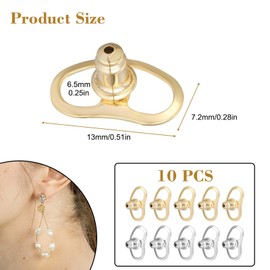 Pack of 10 Stud Earrings Closure, Hypoallergenic Earring Closure, for Stud Earrings, Heavy Earrings, Women's Crafts, Jewellery Making (Gold Silver)