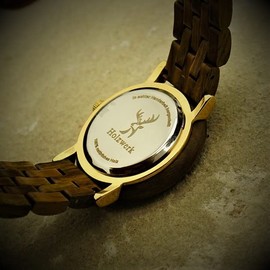 Holzwerk Germany Handgefertigte Designer Damen-Uhr Öko Natur Holz-Uhr Braun Gold Grün Rot Buche Holz Armband-Uhr Analog Klassisch Quarz-Uhr (H.Grün)