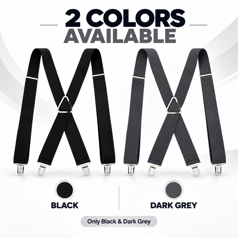 Adjustable 4-Clip Elastic X-Back Suspenders, 3.5 cm Wide Polyester Braces
