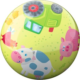 HABA Kinderball Bauernhof-Tiere – 22 cm, mit Ventil, robuster Kunststoff, bunter Spielball für drinnen & draußen, ab 2 Jahren – 2012745001