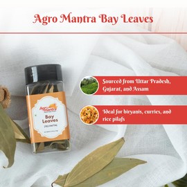 Agro Mantra Whole Bay Leaves 0.35 oz (10g) Tez Patta Premium Sun-Dried Spice for Curries, Biryanis & Soups – Aromatic, Additive-Free, Natural Seasoning for Cooking, Indian & Mediterranean Dishes