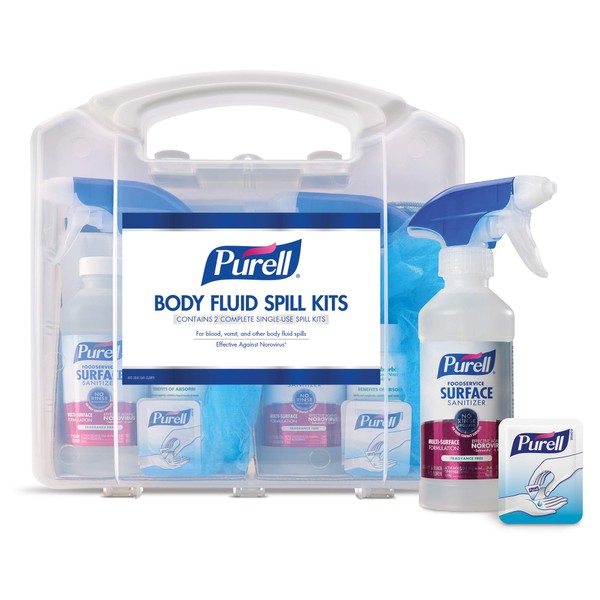 PURELL Body Fluid Spill Kit in Clam Shell Carrier, 2 Spill Kit Uses per Clamshell (Pack of 1)- 3841-08-CLMS