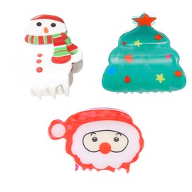 HIXNUG 3pcs Christmas Hair Accessories Christmas Hair Clips Claw Cute Mini Santa Snowman Xmas Tree Hair Jaw Clips for Kids