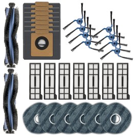 (30 Pack) X10 Pro Omni Replacement Parts for Eufy X10 Pro Omni Robotic Vacuum, 2 Roller Brushes, 8 Side Brushes, 7 Dust Bags, 7 HEPA Filters, 6 Mop Pads, Accessories Kit