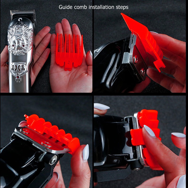 10pcs Professional Hair Clipper Guide Comb Red Hair Trimmer Cutting