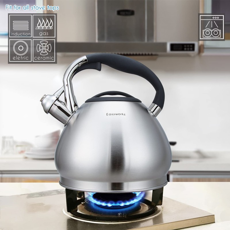 Easyworkz Whistling Stovetop Tea Kettle Food Grade Stainless Steel Hot