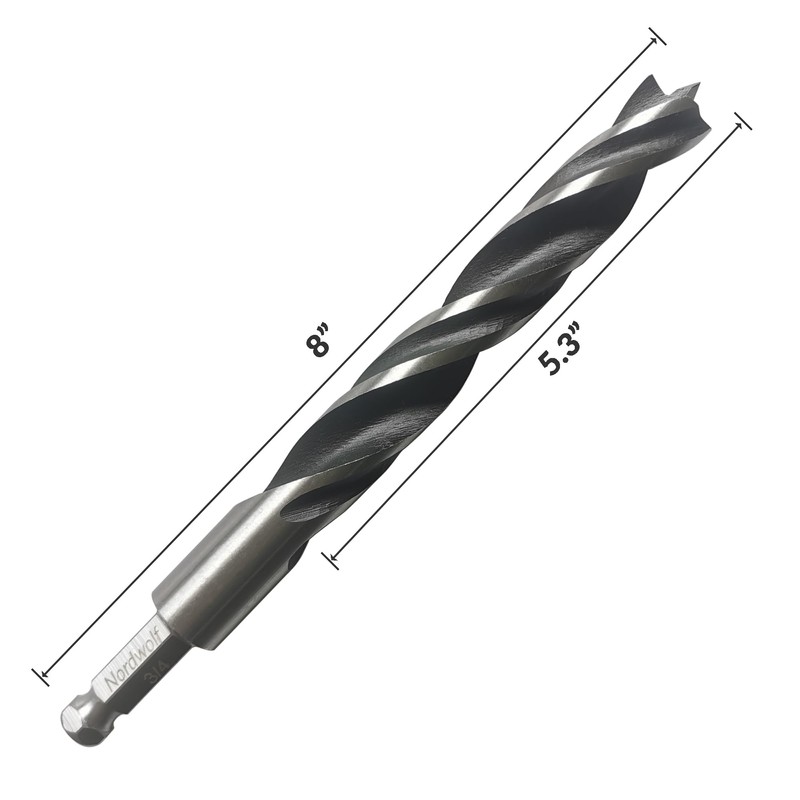 NordWolf 3/4" Brad Point Wood Drill Bit, Double Flutes Design