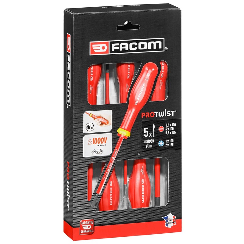 Facom Screwdriver Set, Multi, 5 Pieces