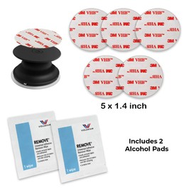 Volarium 5 Pack Sticky Adhesive Replacement: Double Sided Adhesive Pads Mount - Includes 5 Pieces 1.4 inch Circle Pads and 2 PCs Cleaning Alcohol Pads
