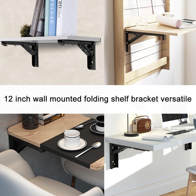 12 Inch Folding Shelf Hinges,90 Degree Shelf Bracket Hinge,Fold Down