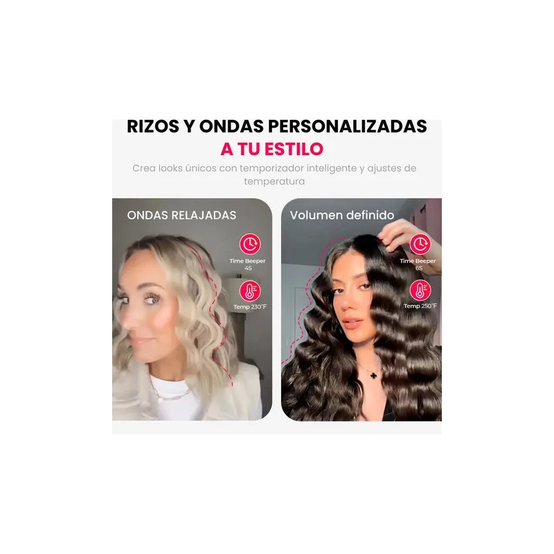Waflera Rizador De Cabello Ferro Tenaza Tymo Rovy Ondas 1,25"