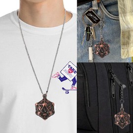 7 Pcs Mini Metal DND Dice Set with 20mm Bronze Hollow D20 Necklace Dice Case Keychain Antique Tiny Small Dice for D&D Role Playing Table Games Portable Gift (Rose Gold)