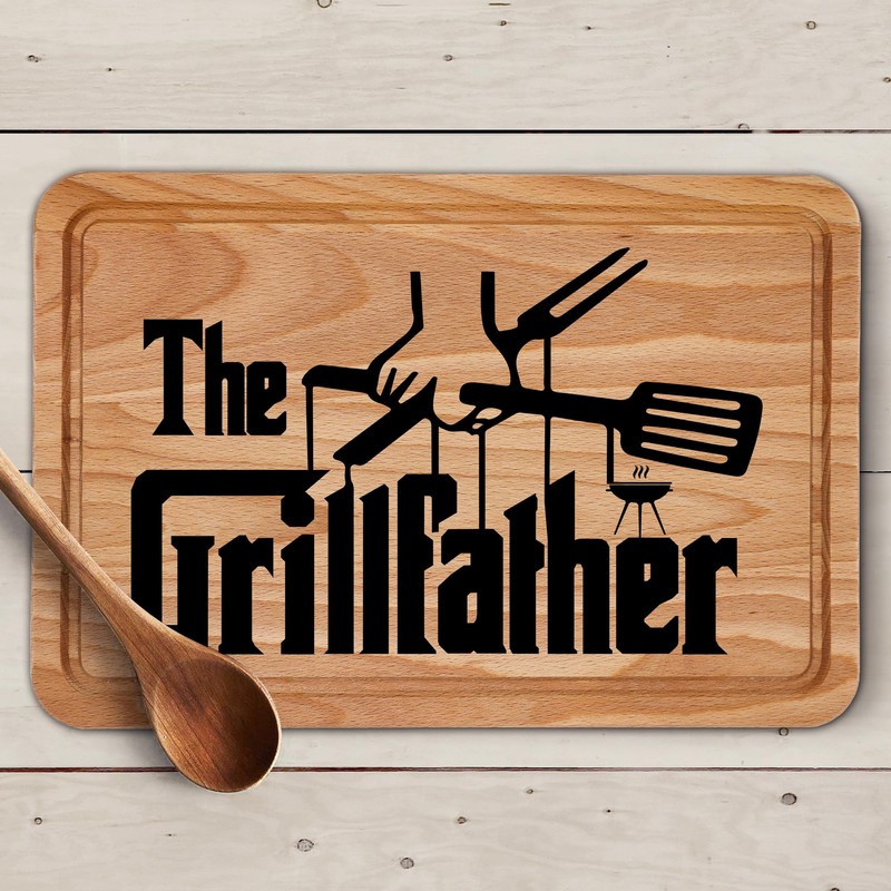 BBQ Chopping Board for Dad The Grillfather Cheese Meats Kitchen