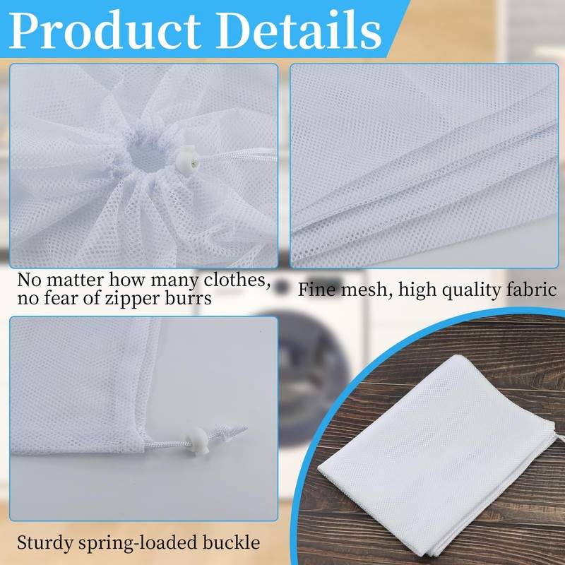 2 Pack Extra Large Mesh Laundry Bag with Drawstring, Washing